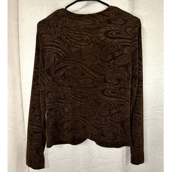 Coldwater Creek Paisley Print Lightweight Cardigan Brown Women's Sz Small Y2K - Picture 5 of 5